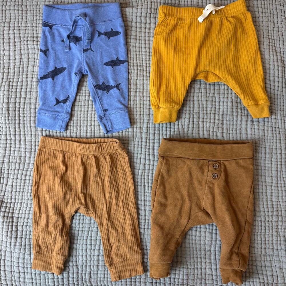 Lot 4 Pairs Baby Pants Leggings Boys 0-3 Months H&M 2-4 Months Mustard Brown